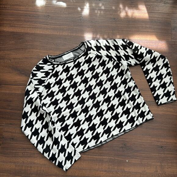 Six Fifty NWT Modesty with Style Top Black & White Houndstooth Size L - Picture 3 of 8